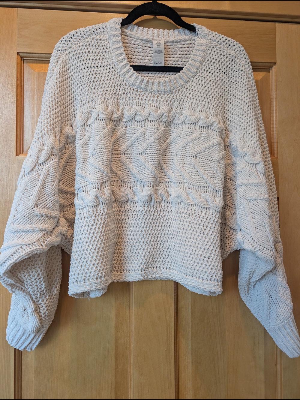 Garage Cream Cable Knit Crewneck Sweater